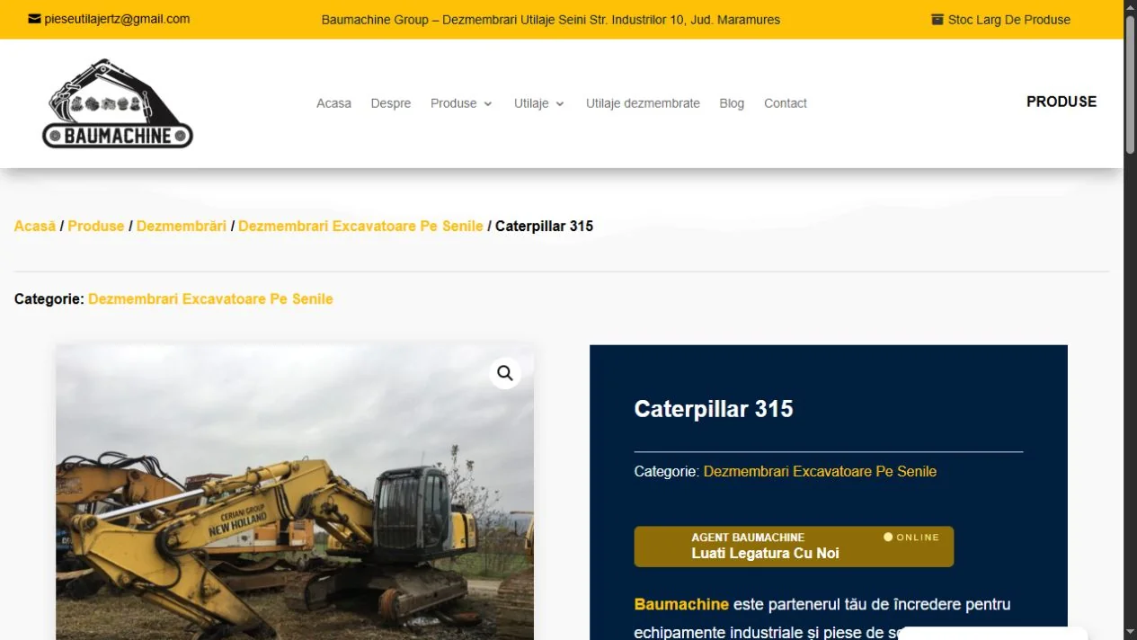 Baumachine: Pagina unui utilaj din catalog