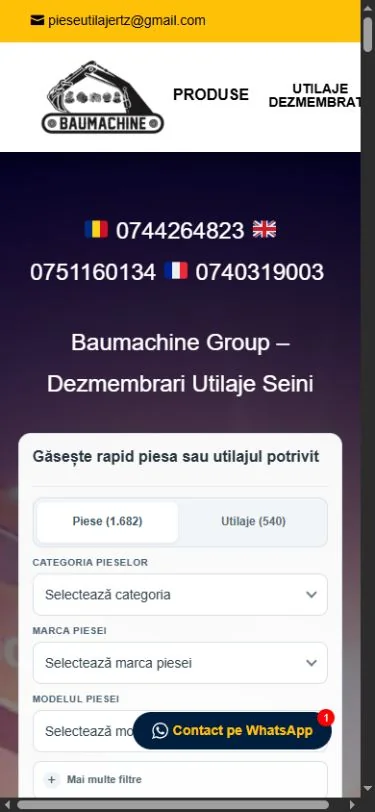 Baumachine: Pagina principală pe telefon