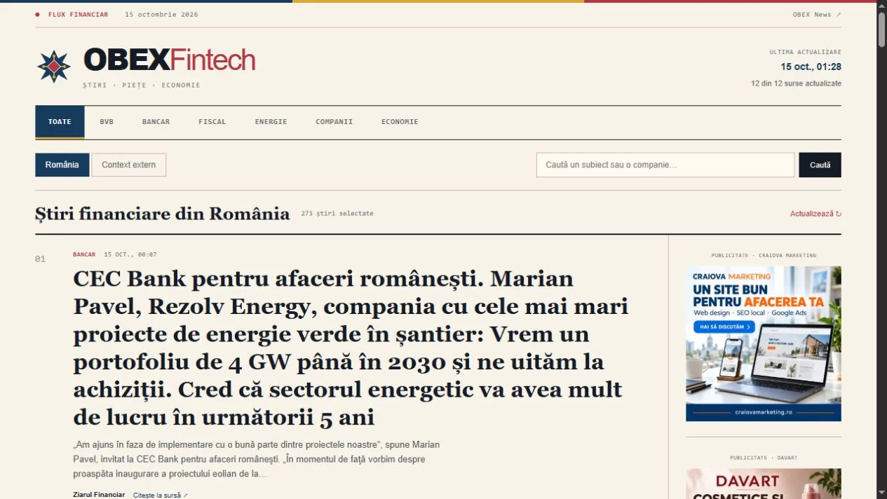 Site-ul OBEX Fintech