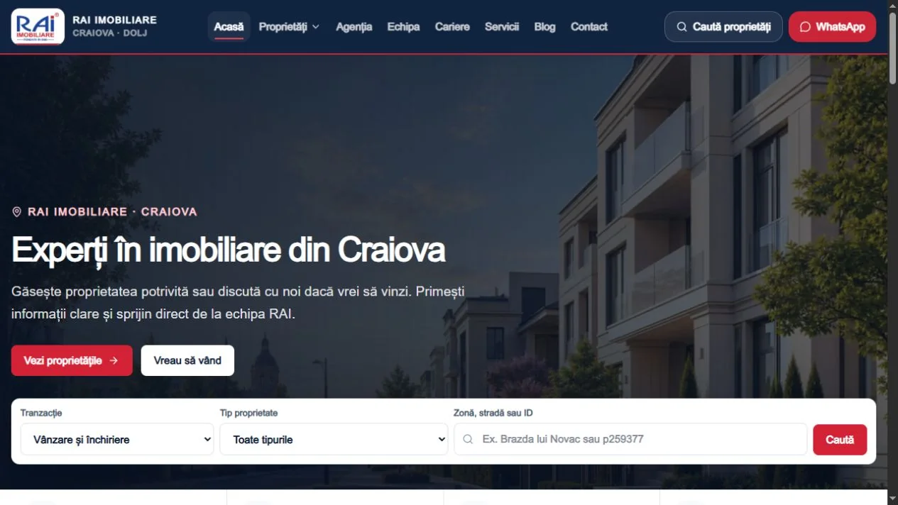 Site-ul RAI Imobiliare